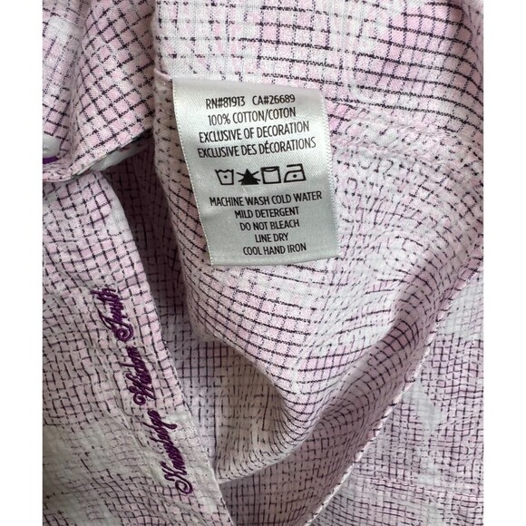 Robert Graham Button Down Shirt Size Medium Purple Pattern Classic Fit - Picture 5 of 7